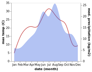 temperature and rainfall during the year in Bad Sankt Leonhard im Lavanttal