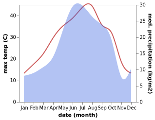 temperature and rainfall during the year in Saloglu