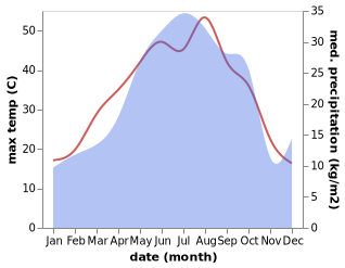 temperature and rainfall during the year in Birinci Asiqli