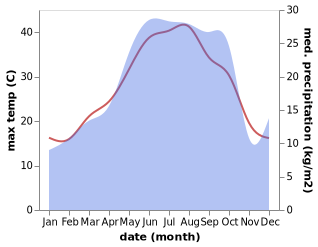 temperature and rainfall during the year in Dzhalilabad