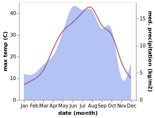 temperature and rainfall during the year in Dosti