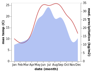 temperature and rainfall during the year in Şuraabad