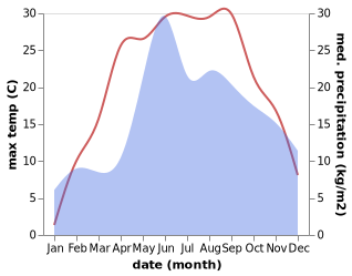 temperature and rainfall during the year in Byaroza