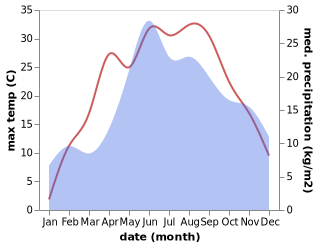 temperature and rainfall during the year in Chernavchitsy