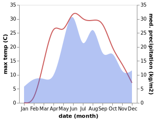 temperature and rainfall during the year in Dovsk