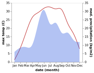 temperature and rainfall during the year in Lyel'chytsy