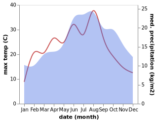 temperature and rainfall during the year in Brussels