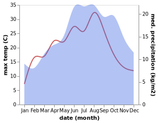 temperature and rainfall during the year in Bleid