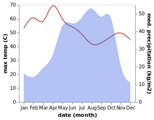 temperature and rainfall during the year in Malanville