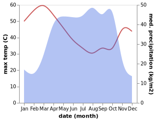 temperature and rainfall during the year in Natitingou