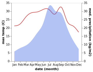 temperature and rainfall during the year in Pajo