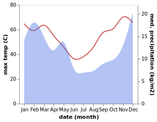 temperature and rainfall during the year in Bokspits