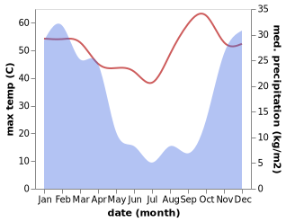 temperature and rainfall during the year in Dekar