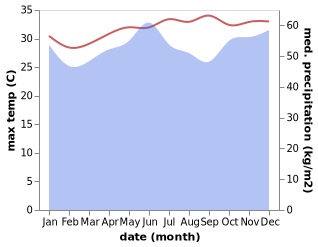 temperature and rainfall during the year in Tutong