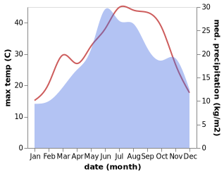 temperature and rainfall during the year in Dimitrovgrad