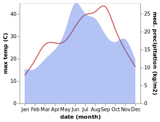 temperature and rainfall during the year in Madzharovo