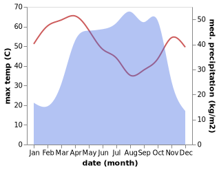 temperature and rainfall during the year in Pama