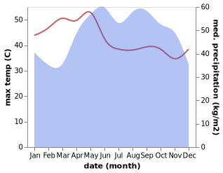 temperature and rainfall during the year in Phumi Chhuk