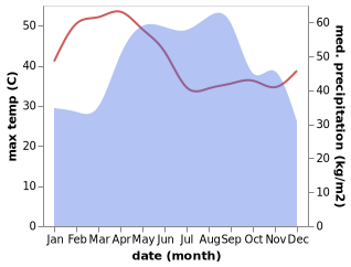 temperature and rainfall during the year in Bahal