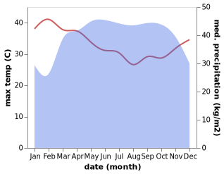 temperature and rainfall during the year in Manjo