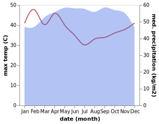 temperature and rainfall during the year in Mouanko