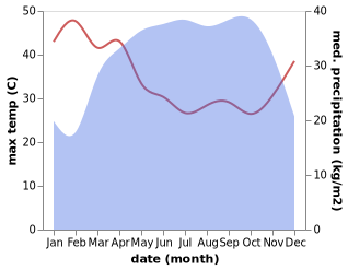 temperature and rainfall during the year in Bafoussam