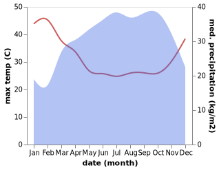 temperature and rainfall during the year in Dschang