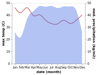 temperature and rainfall during the year in Mbaïki