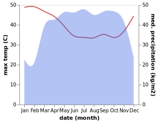 temperature and rainfall during the year in Berbérati