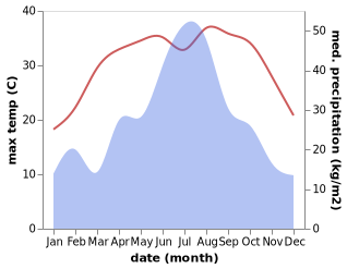 temperature and rainfall during the year in Baidi