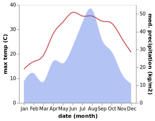 temperature and rainfall during the year in Bowang