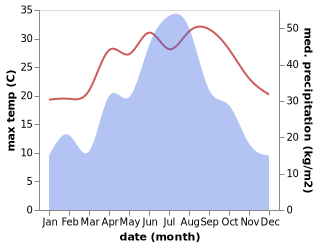 temperature and rainfall during the year in Wangjiang