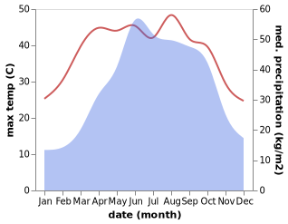 temperature and rainfall during the year in Baishiyi