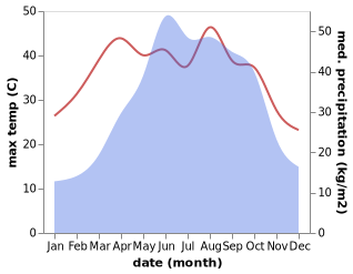 temperature and rainfall during the year in Dasheng