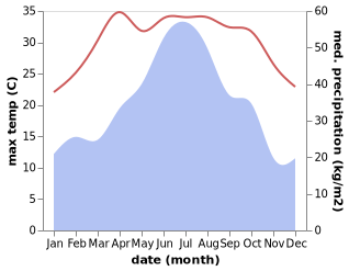 temperature and rainfall during the year in Badu