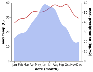 temperature and rainfall during the year in Chadi