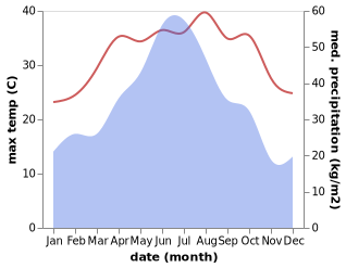 temperature and rainfall during the year in Dalikou