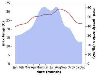 temperature and rainfall during the year in Dongyingcun