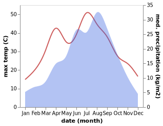 temperature and rainfall during the year in Ankou