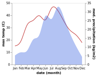 temperature and rainfall during the year in Puwo