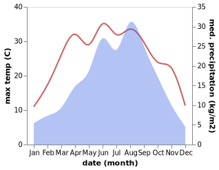 temperature and rainfall during the year in Wangmo