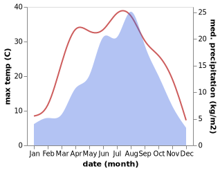 temperature and rainfall during the year in Weirong