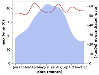 temperature and rainfall during the year in Chini