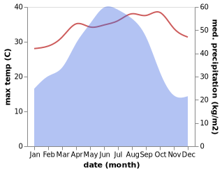 temperature and rainfall during the year in Dazhan