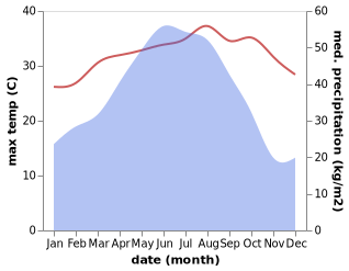 temperature and rainfall during the year in Dipa