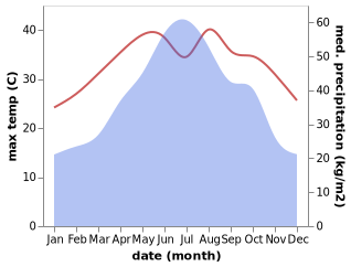 temperature and rainfall during the year in Dahua