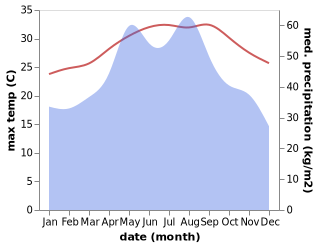 temperature and rainfall during the year in Dadonghai