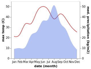 temperature and rainfall during the year in Bowang