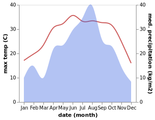 temperature and rainfall during the year in Caopandi