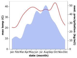 temperature and rainfall during the year in Dongqiao